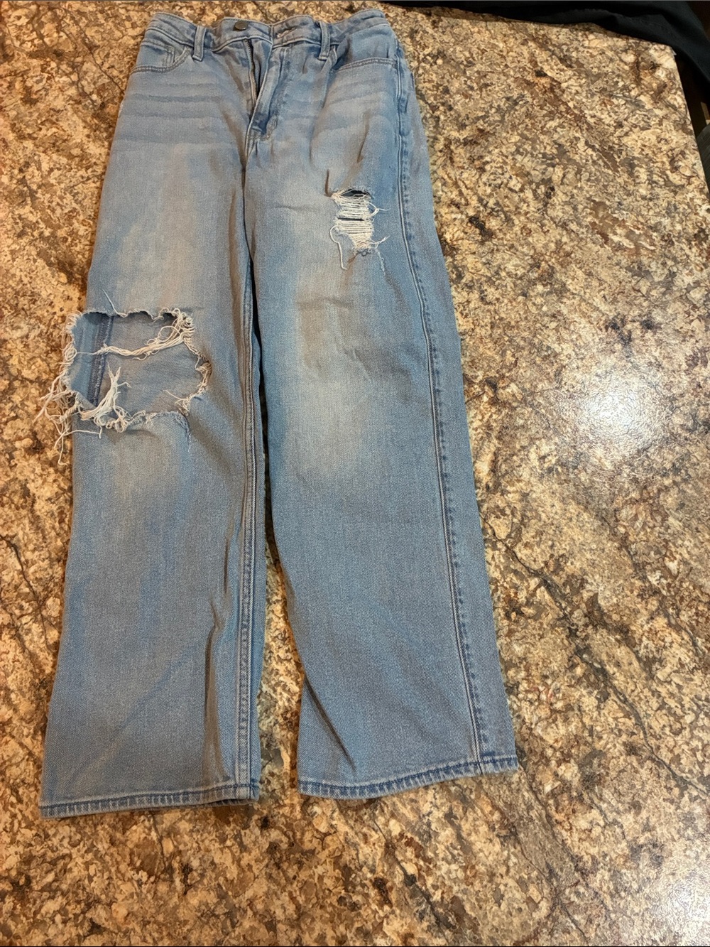 Hollister Ultra High Rise Dad Jeans, Light Wash Distressed Straight-Leg Jeans